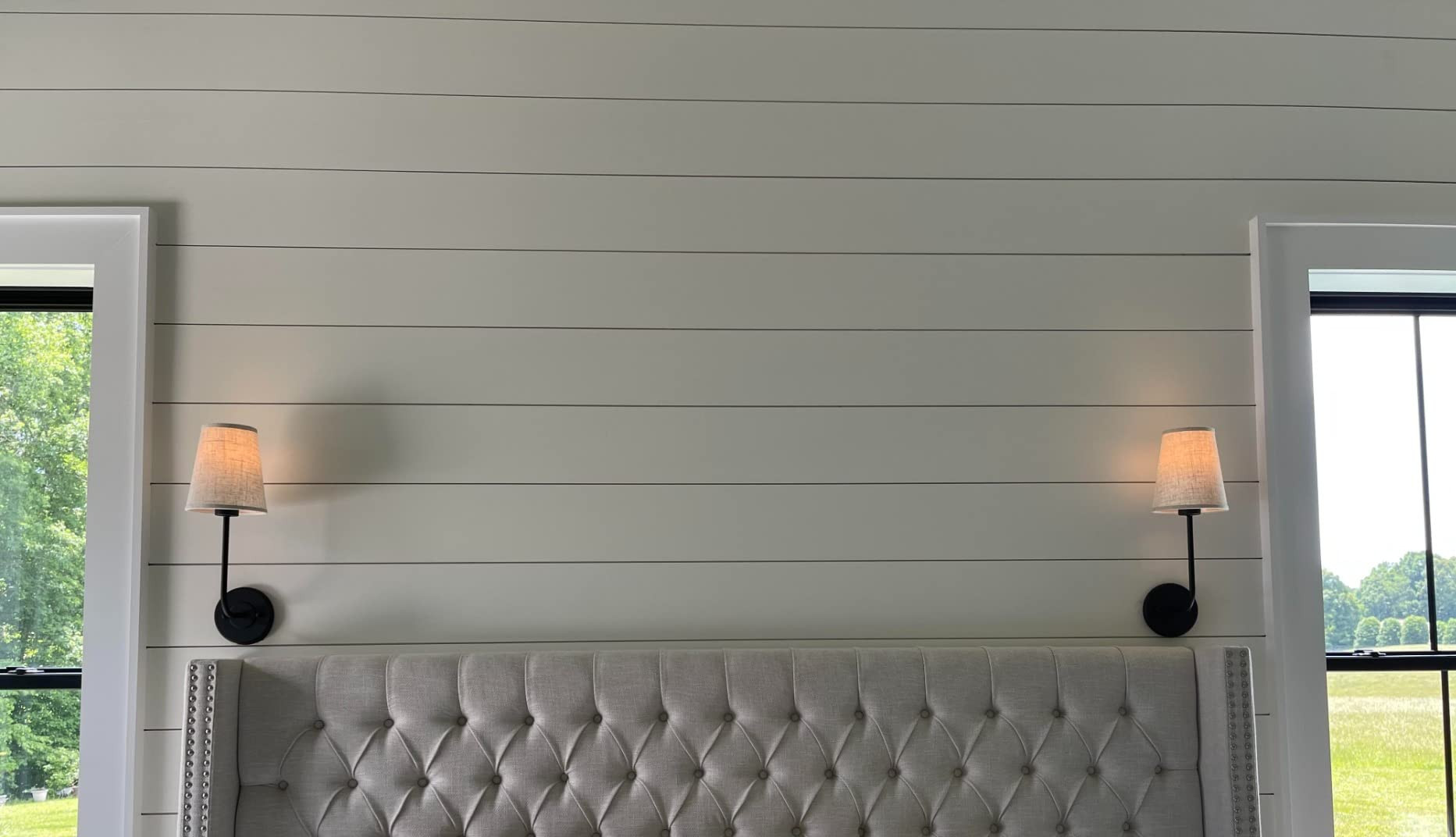 Pathson Set of 2 Vintage Wall Sconces Linen Fabric Shade, Bathroom Vanity Lights Brass Finish, In... | Amazon (US)