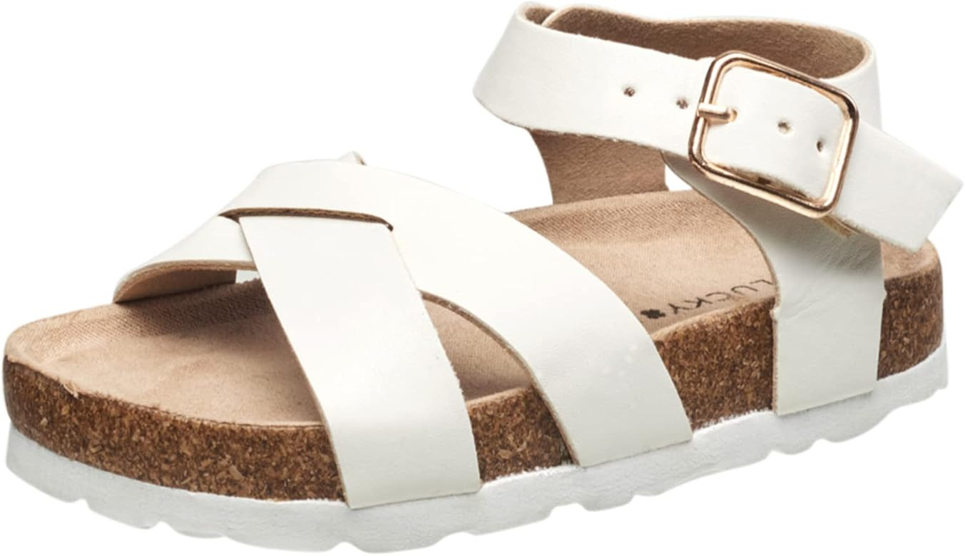 Lucky Brand Toddlers Baby Girl's Kiara Sandal – Ankle Strapped Criss Cross Slip Sandal | Amazon (US)