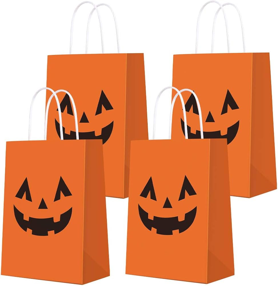 Halloween Pumpkin Gift Bags for Pumpkin Decor Tote Party Favor Goody Candy Gift Bag Trick or Trea... | Amazon (US)
