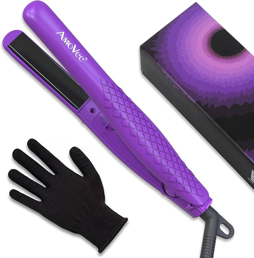 AmoVee Mini Portable Flat Iron, Ceramic Tourmaline Dual Voltage Travel Hair Straightener, Small F... | Amazon (US)
