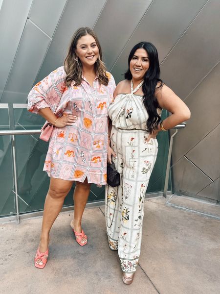 Both in Anthropologie for dinner in Vegas! My jumpsuit is sold out, but linked in case you want to find it elsewhere as well as similar pretty printed wide-leg options!

#LTKTravel #LTKSaleAlert #LTKMidsize