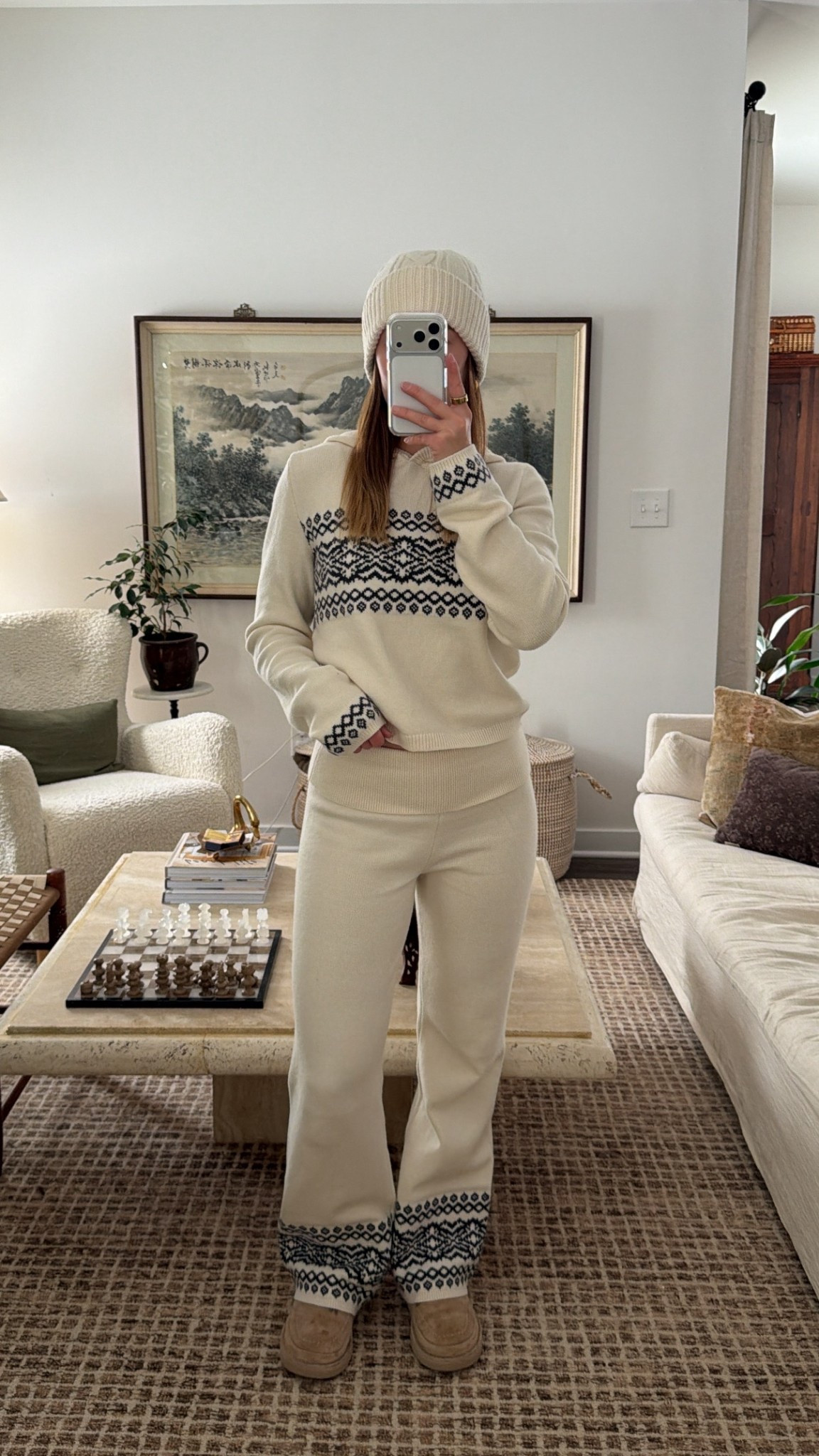 12/15/25 my casual, comfy, cozy loungewear from Aerie that feels very wintery and almost apres-ski inspired. It’s a matching top and bottom set that’s perfect for lounging at home on cold days while still feeling put together. For sizing reference, I’m wearing a size small in the pants and a medium in the top for a relaxed, cozy fit.

#LTKHoliday #LTKGiftGuide #LTKootd