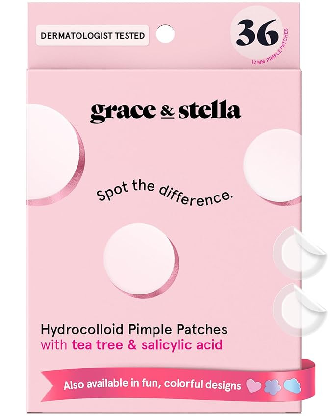 grace & stella Award Winning Pore Strip - Pimple Patches for Face - Hydrocolloid Acne Patches for... | Amazon (US)