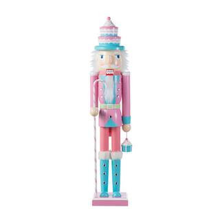 Glitzhome® 24"H Wooden Christmas Pink Cake Nutcracker | 5" x 4.25" x 24" | Michaels® | Michaels Stores