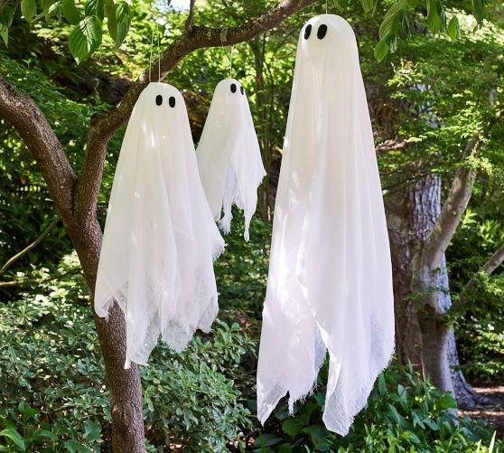 Lit Ghosts: White: Hanging Set Of 3 | Pottery Barn (US)