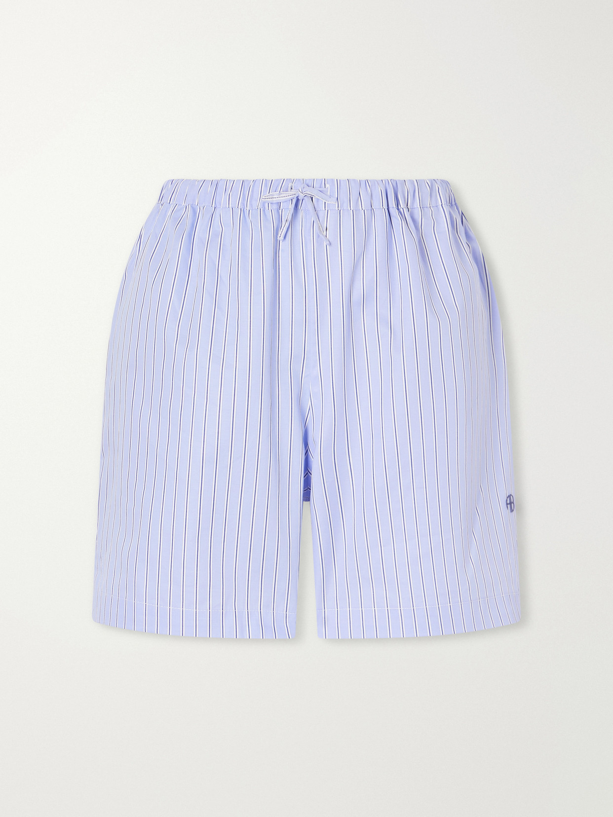 Anine Bing - Ramy Striped Cotton Shorts - Light blue | NET-A-PORTER (UK & EU)