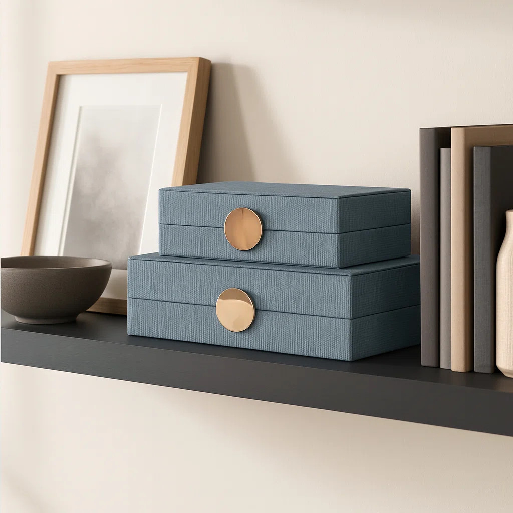 Caladendra Decorative Wooden Boxes with Lid for Living Room - Metal Keepsake Organizer Boxes for ... | Wayfair North America