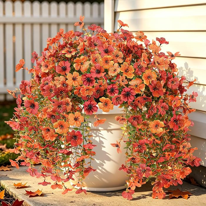 INQCMY Artificial Fall Flowers for Outdoors Faux Mums UV Resistant | Amazon (US)