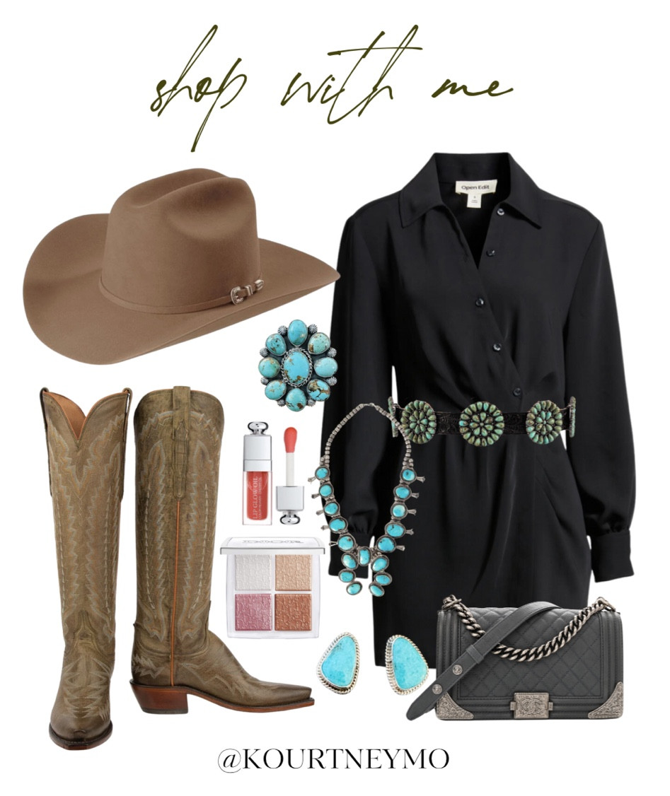 Rodeo fashion, western boot styling, Lucchese, Chanel Dallas, Stetson, turquoise, Nordstrom, concho belt, Double D Ranch

#LTKstyletip #LTKshoecrush