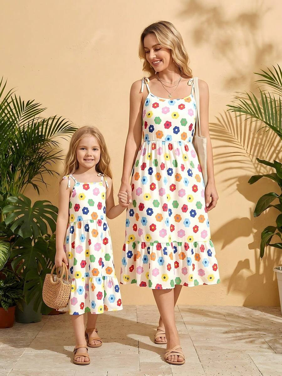 Young Girl' Colorful Floral Print Sleeveless Dress | SHEIN