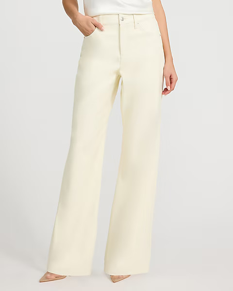 High Waisted Faux Leather Wide Leg Pant | Express