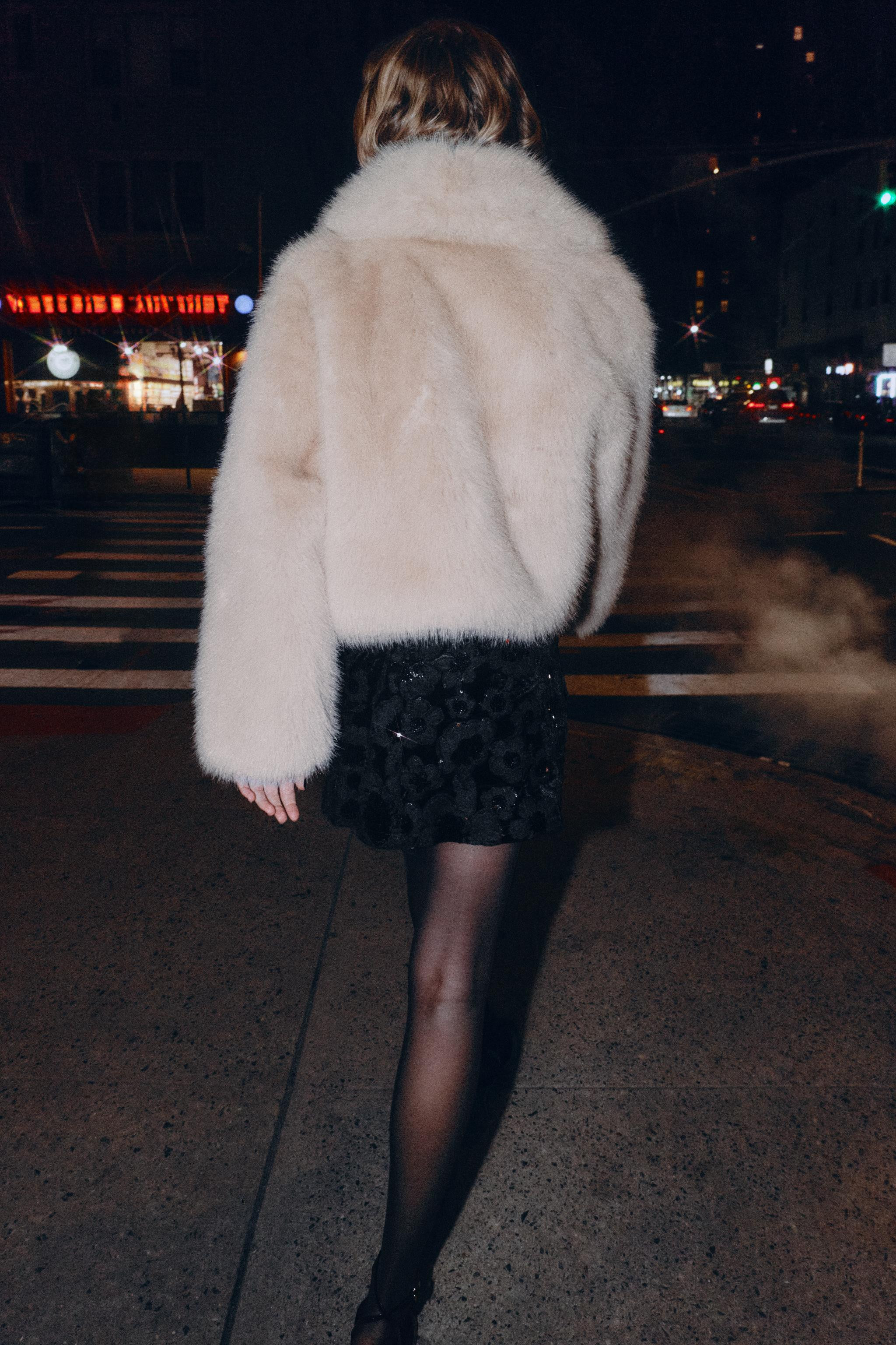 SHORT FAUX FUR COAT WITH LAPEL COLLAR | Zara UK