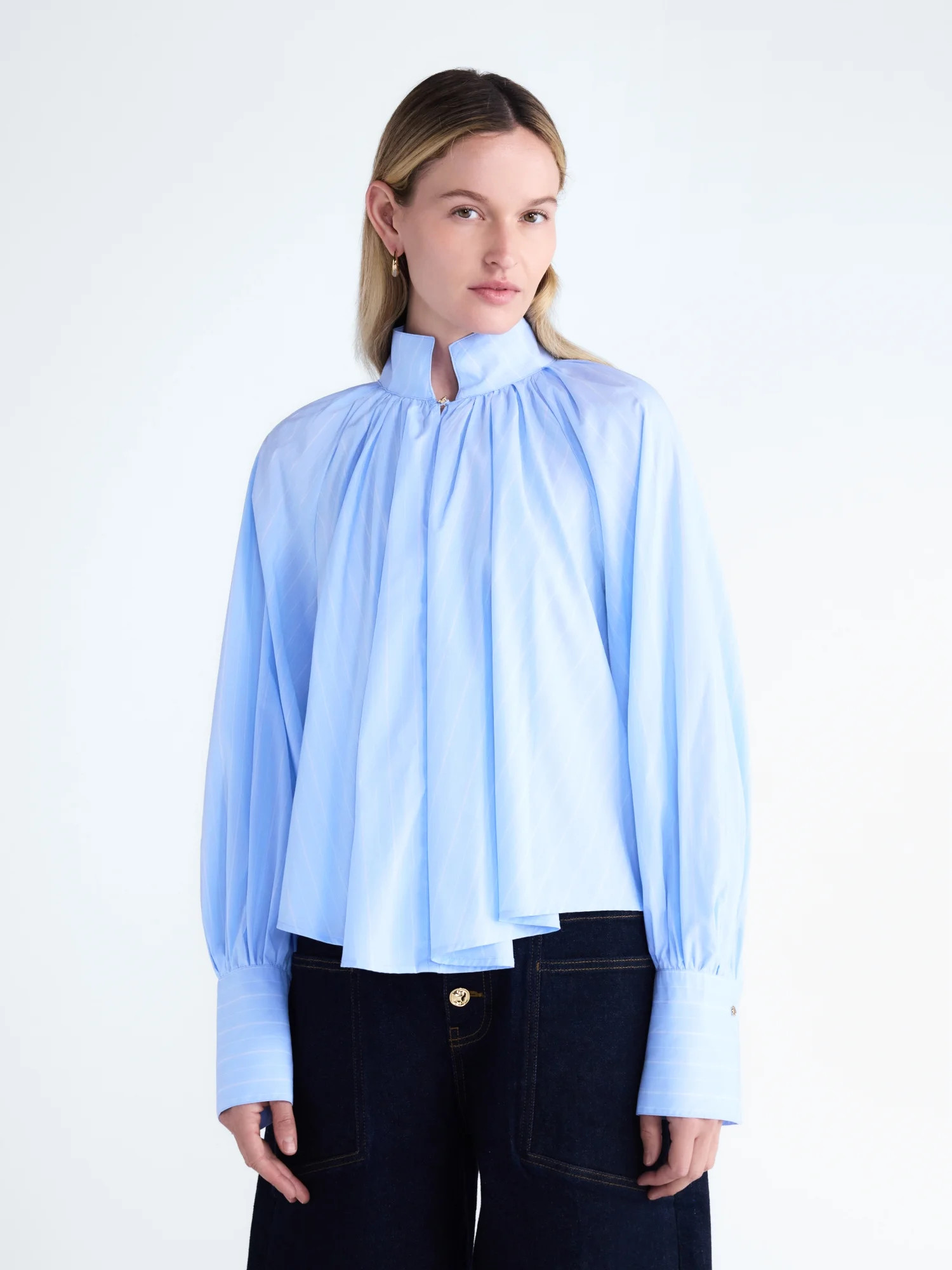 Scoop Women's and Women's Plus Flowy Volume Cotton Blouse, Sizes XS-4X | Walmart (US)