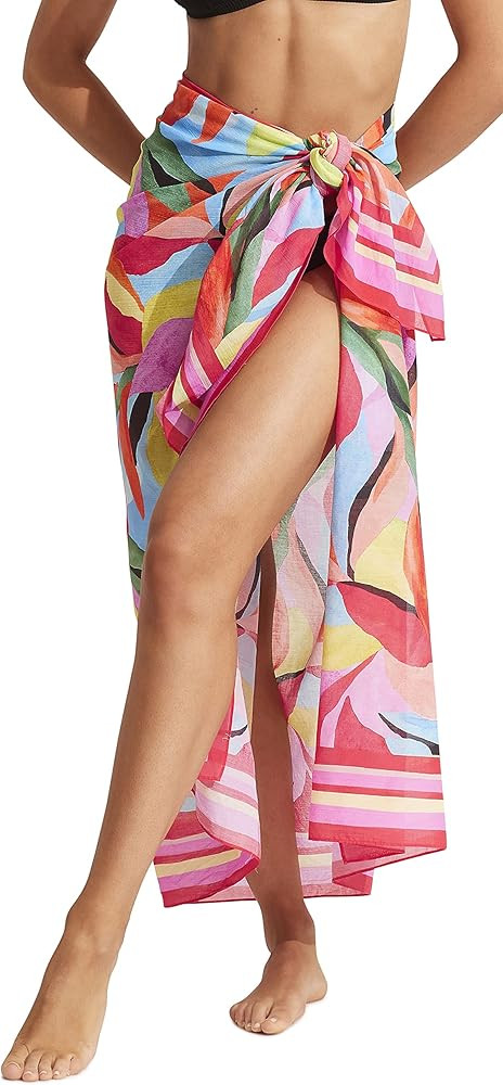 Seafolly Women's Standard Oversize Printed Multi Wear Sarong Pareo Cover Up | Amazon (US)