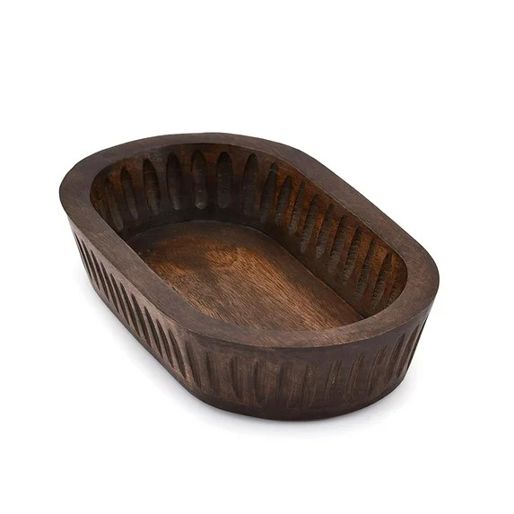 Wooden decorative bowl for home, mango wood rustic centerpiece, farmhouse table decor, stylish fr... | Walmart (US)