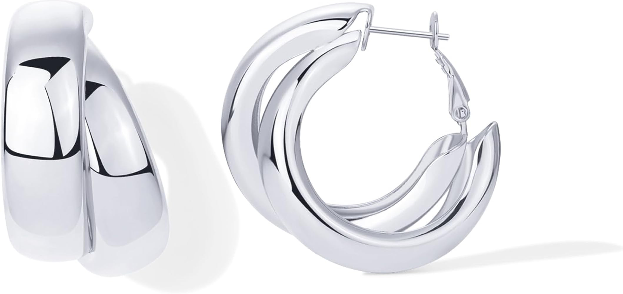 PAVOI 14K Gold Plated Statement Hoop Earrings – Elegant and Stylish Fashion Jewelry for Women | Amazon (US)