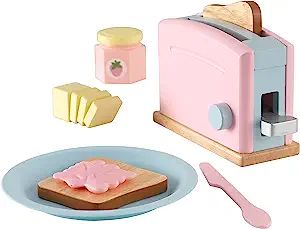 KidKraft Wooden Toaster Playset with 8 Pieces and Working Handle, Play Kitchen Toy - Pastel, Gift... | Amazon (US)