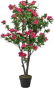 43" Artificial Green and Pink Artificial Azalea Flower Potted Tree | Amazon (US)