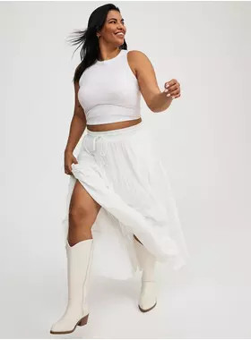 Shirred Tiered Maxi Skirt | Torrid (US & Canada)