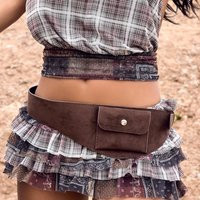 Albee Pouch Detail Belt Bag In Brown Faux Suede, Women's Size UK 0 | EGO (UK)