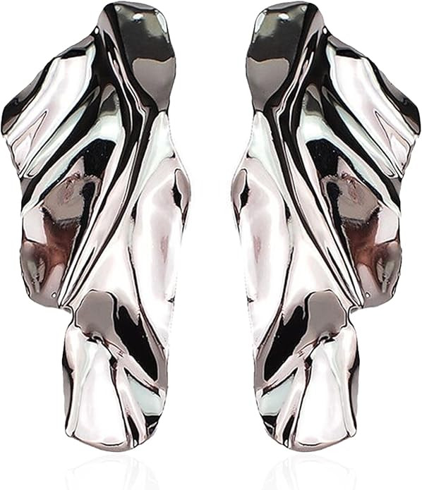 Statement Geometric Texture Earrings for Women Large Fashion Irregular Minimalism Metal Simple Mo... | Amazon (US)