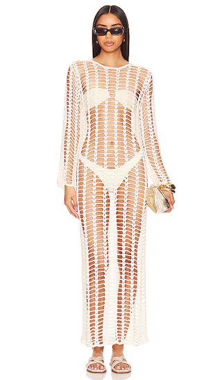 Miranda Crochet Maxi Dress in Natural | Revolve Clothing (Global)