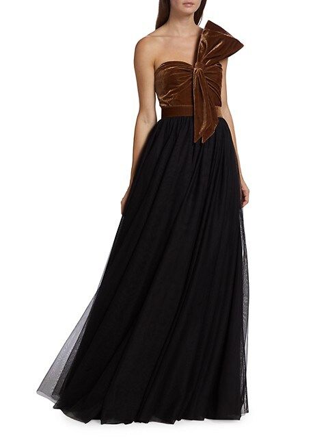 Badgley Mischka Velvet Bow Strapless Gown | Saks Fifth Avenue