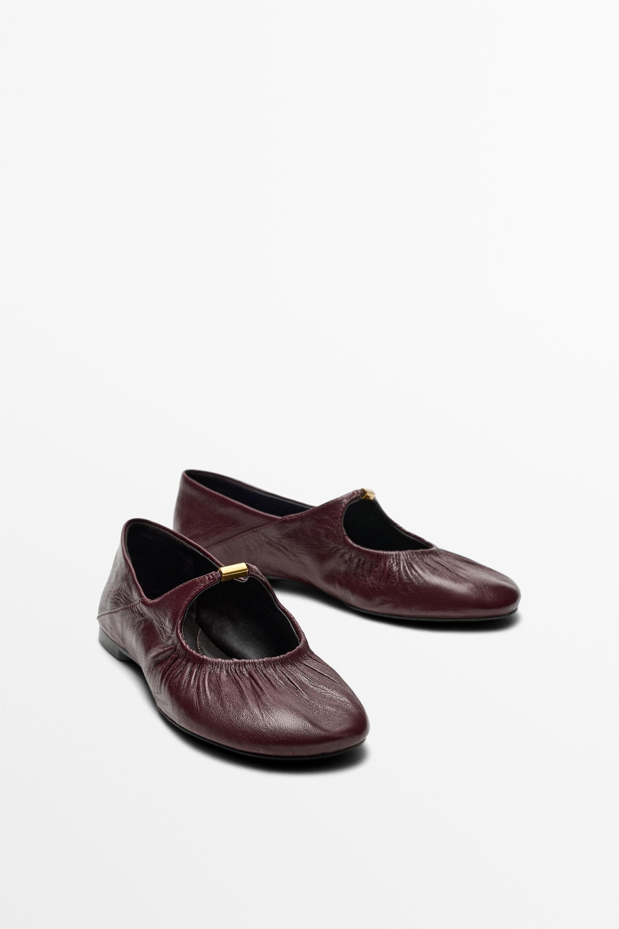 Miękkie balerinki skórzane | Massimo Dutti PL