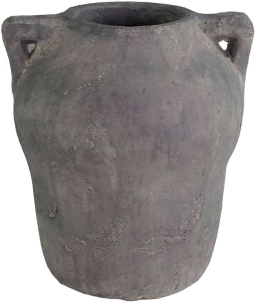 Terracotta Round Vase with Handles, Antique Grey Finish | Amazon (US)