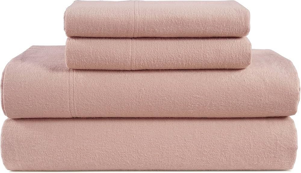 LANE LINEN Cotton Flannel Queen Bed Sheets Set - Brushed for Extra Softness - Durable Queen Size ... | Amazon (US)