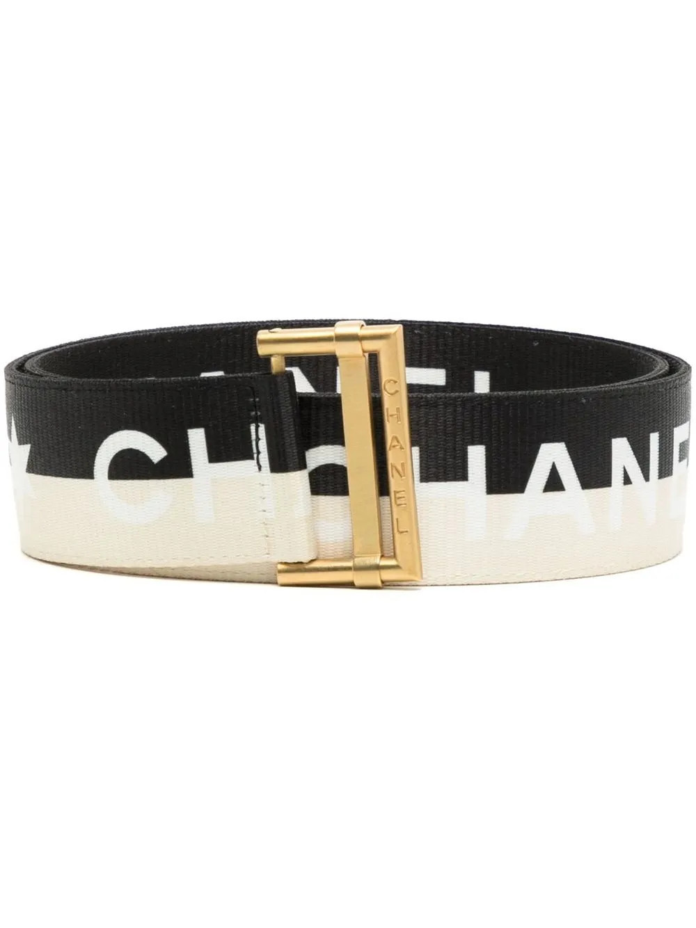 CHANEL Pre-Owned 2001 logo-print canvas belt - Yellow | Farfetch Global