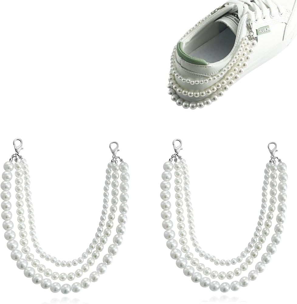 2 pcs Pears Shoes Charms for Sneakers, Shoelace Charms, Pearls Bowknot Decoration Charms Shoe Acc... | Amazon (US)