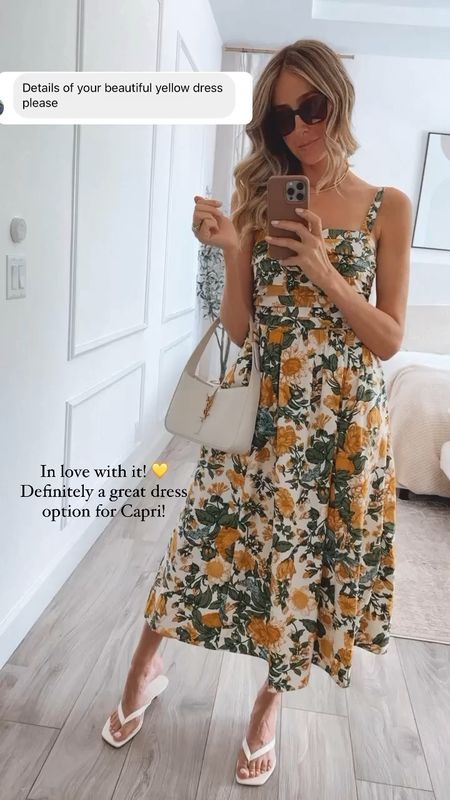 Perfect floral yellow dress for Capri 🇮🇹 
Also perfect for any summer destination! 
Runs tts . Wearing a size small 




#LTKOver40 #LTKStyleTip #LTKSeasonal