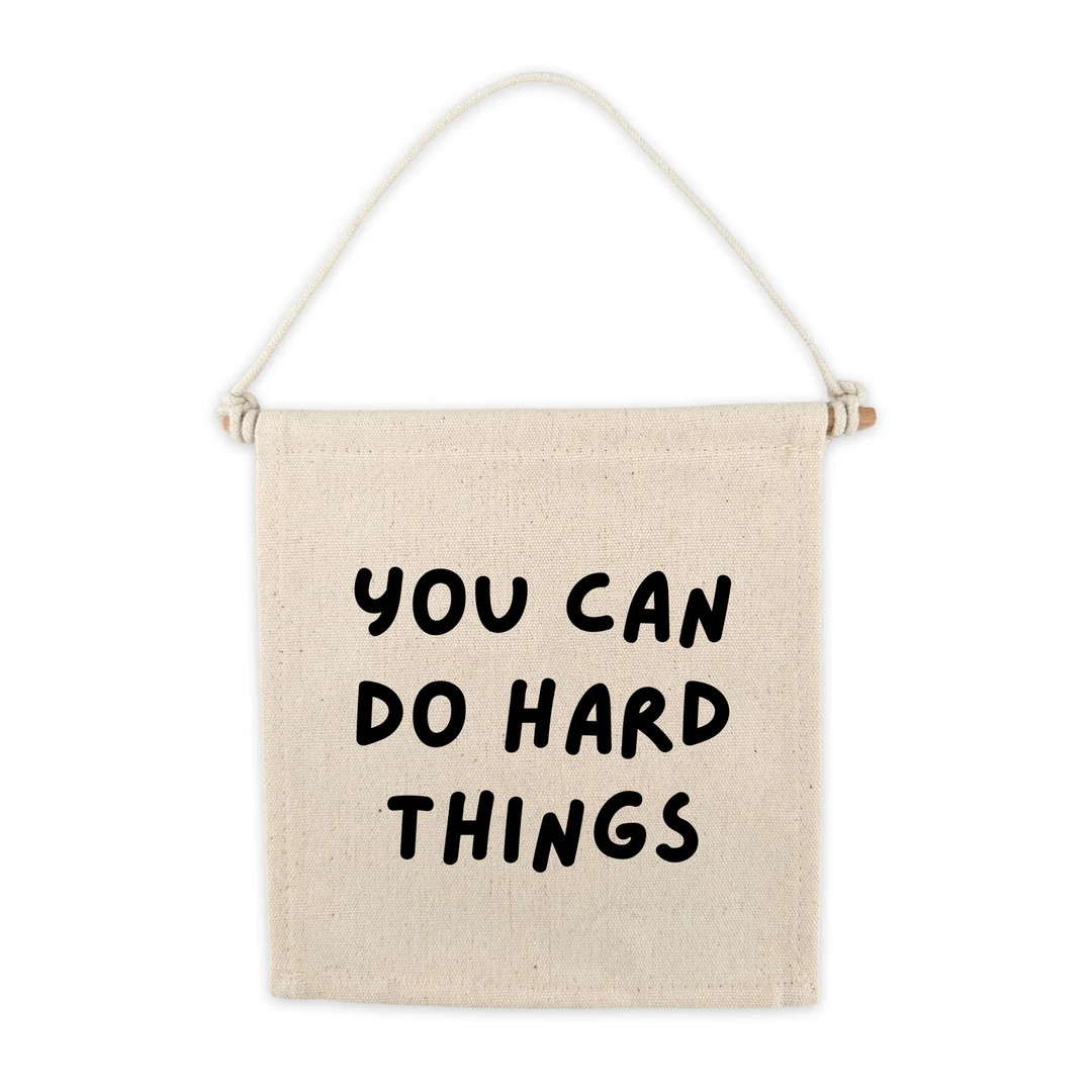 You Can Do Hard Things Canvas Hang Sign | Pennant Canvas Banner Wall Hanging | Canvas Flag | Kids... | Etsy (Global)