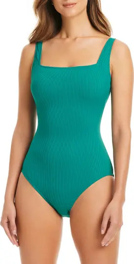 BLEU by Rod Beattie Rib Square Neck Underwire One-Piece Swimsuit | Nordstrom | Nordstrom