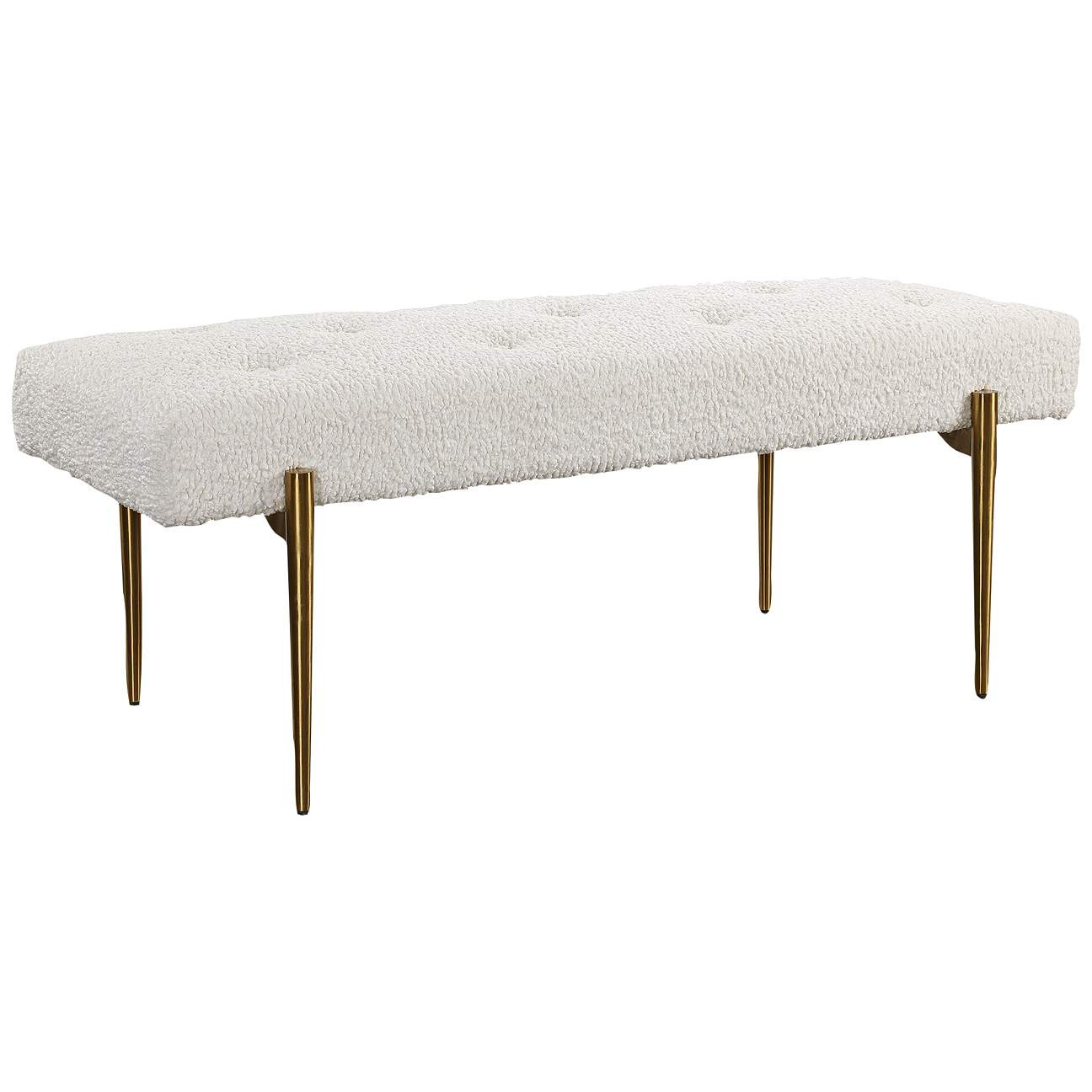 Uttermost Olivier White Button-Tufted Accent Bench | Lamps Plus