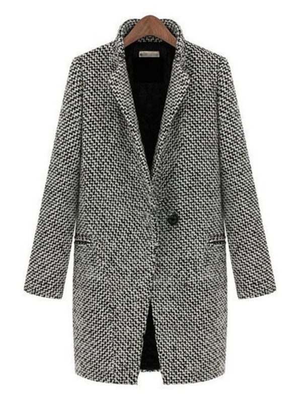 Womens Lapel Collar Wool Long Winter Parka Coat Trench Outwear Jacket Tops | Walmart (US)