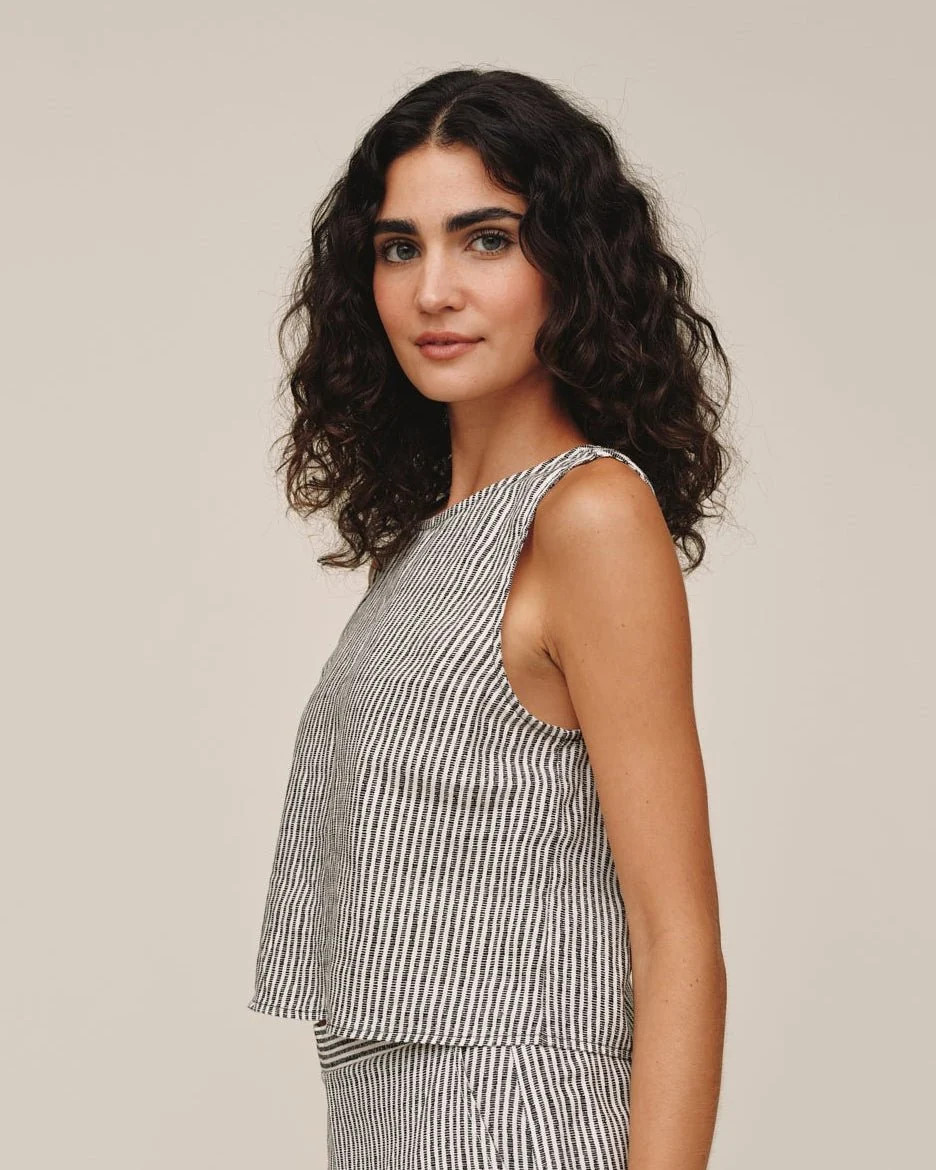 Sleeveless Boat Neck Split Back - Hatch Stripe | Bella Dahl