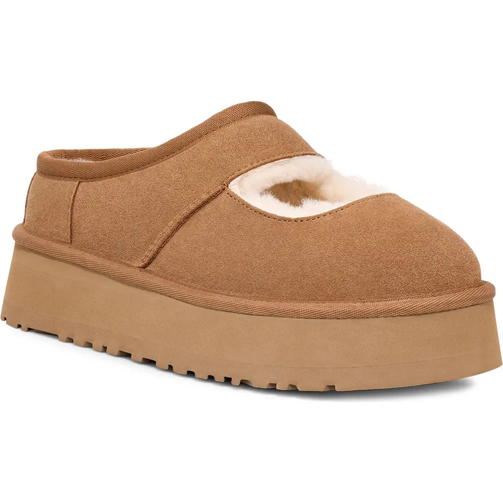 UGG(r) Bea Genuine Shearling Lined Platform Mary Jane in Chestnut at Nordstrom, Size 11 | Nordstrom