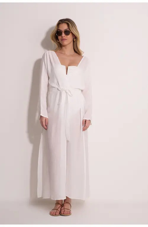 Gottex Beach Life Classic Midi Cover-Up Robe in Off-White at Nordstrom | Nordstrom