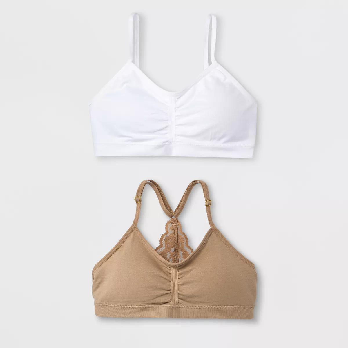 Maidenform Girls' 2pk Seamfree Lace Back Padded Crop Bra - White | Target