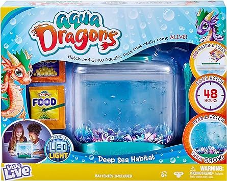 Little Live Aqua Dragons - Deep Sea Habitat - LED Light Up Tank Hatch and Grow Aquatic Pets | Amazon (US)