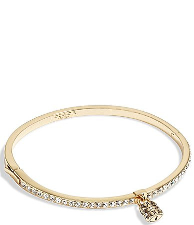 COACH Iconic Crystal Padlock Tennis Bangle Bracelet - Crystal/Gold | Dillard's