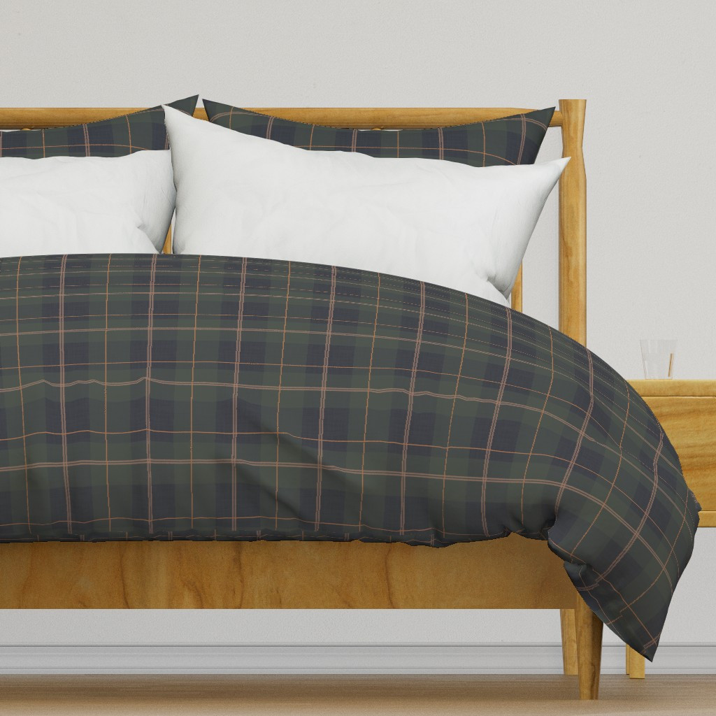 Duvet Cover in Traditional Plaid Dark Green & Blue - Heritage Tartan Check - Textured | Spoonflower