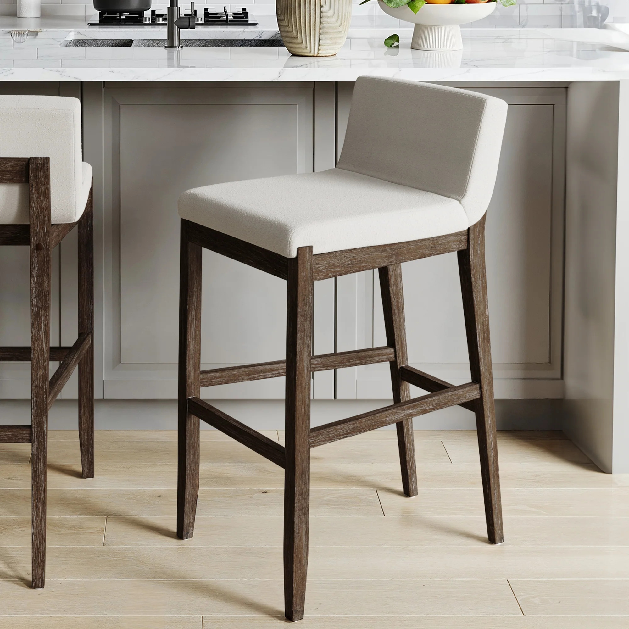 Exposed Wood Back Bar Stool Dark Brown | Nathan James