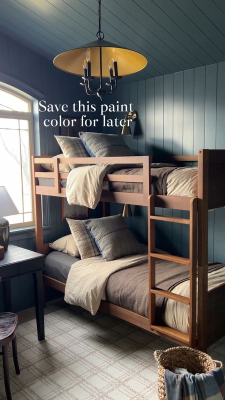 Boys bunk room 

Moody blue grey teen boys toddler bedroom idea. Wood bunk bed patterned pilllw wool blanket brown tan taupe under bed storage desk homework station 

#LTKVideo #LTKstyletip #LTKfindsunder100
