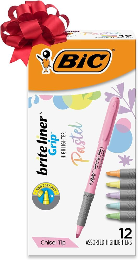 BIC Brite Liner Grip Pastel Highlighters, Versatile Chisel Tip, Soft Grip, Cute Highlighters for ... | Amazon (US)