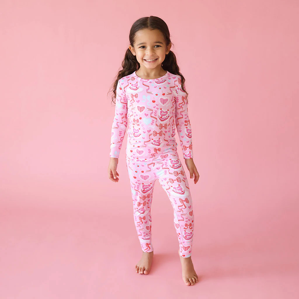 Desserts Pink Long Sleeve Toddler Pajamas | Love Cake | Posh Peanut