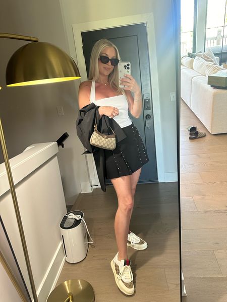 Obsessed with these Gucci sneakers and Gucci mini bag! Had to pair with my favorite Gucci sunglasses. Skirt is Zara and halter is Express. 

#LTKGiftGuide #LTKItBag #LTKStyleTip