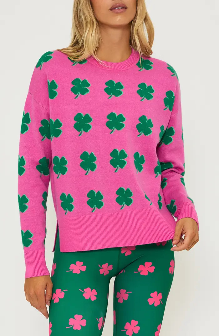 Callie Clover Jacquard Crewneck Sweater | Nordstrom
